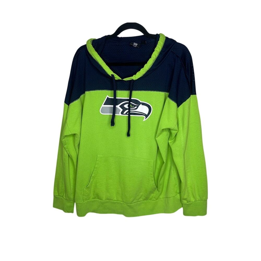 NFL Team Apparel Seattle Seahawks Hoodie Womens XXL Green Blue Pullover Pocket